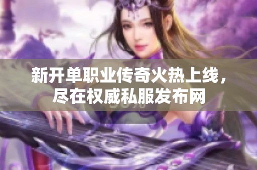 新开单职业传奇火热上线，尽在权威私服发布网