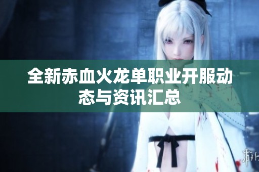 全新赤血火龙单职业开服动态与资讯汇总