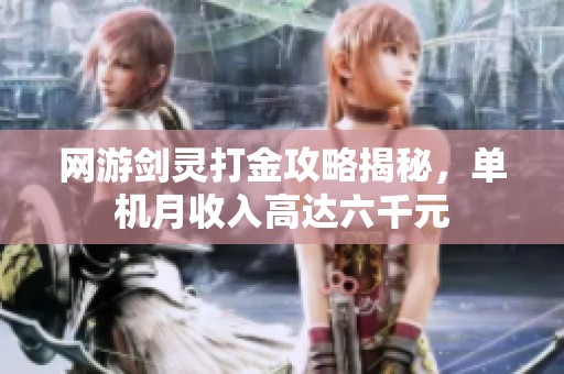 网游剑灵打金攻略揭秘，单机月收入高达六千元