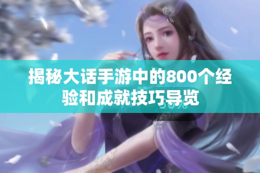 揭秘大话手游中的800个经验和成就技巧导览