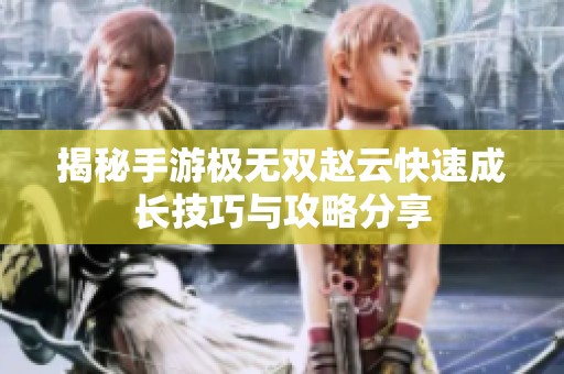 揭秘手游极无双赵云快速成长技巧与攻略分享